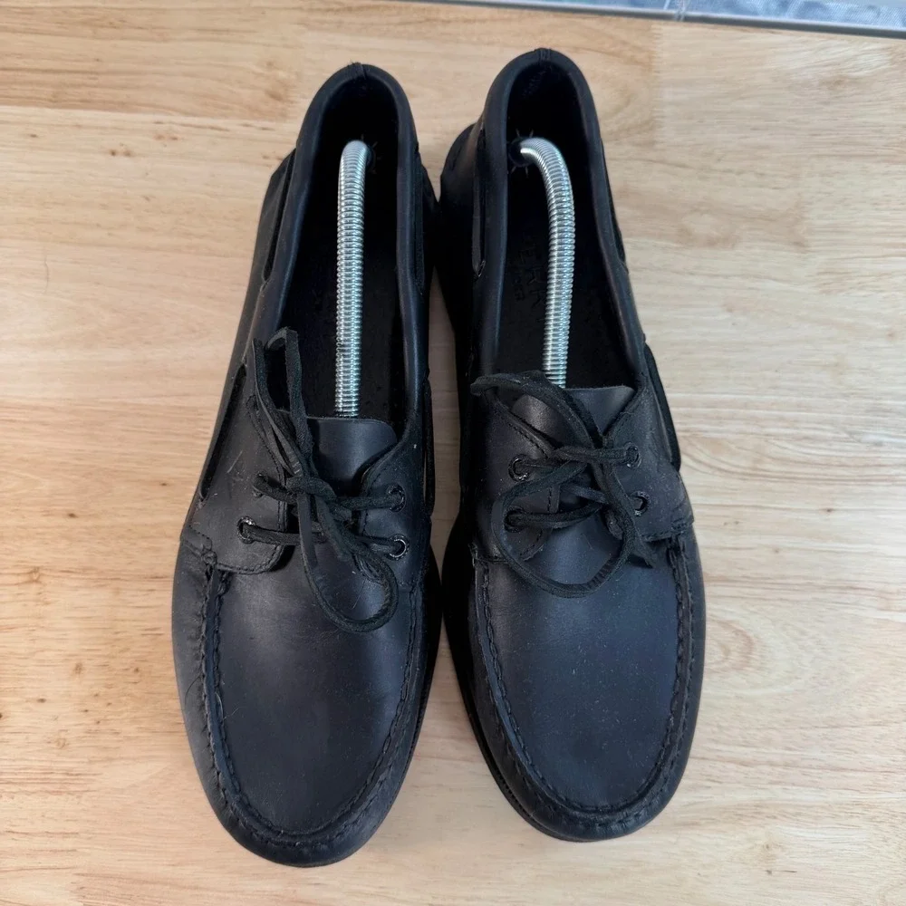 Sperry Authentic Original Boat Shoes Men's Black Leather Lace-Up Casual - 12M